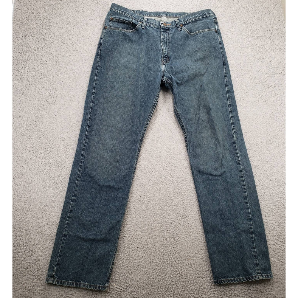 Wrangler Jeans Mens 38x34 Blue Regular Straight Denim Cowboy Logo Mid Rise